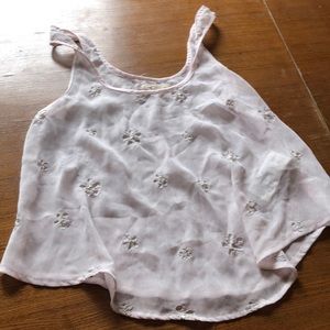 Hollister sheer baby pink with flowers x-small